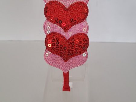 Red and pink sequin hearts headband Online Hot Sale