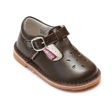 751 Brown t-strap w  flower velcro shoe Supply