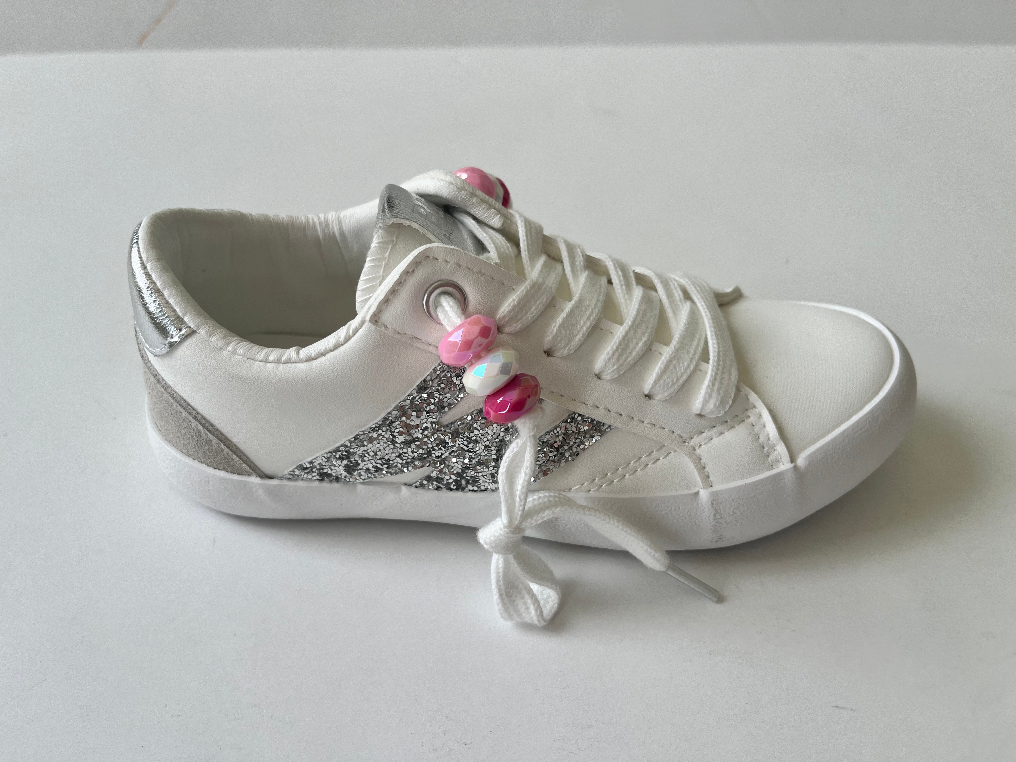 White with silver glitter detail sneaker Cheap