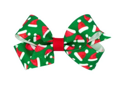 Santa Hat Christmas print grosgrain bow For Discount