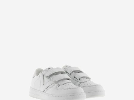 White leather tiempo straps sneakers For Discount