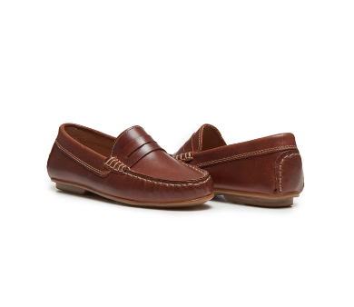 Brown leather penny loafer Discount