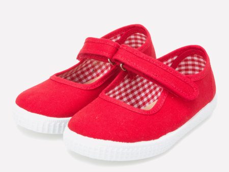 51301 Red canvas mary janes Supply