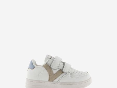 White leather sneaker with contrast taupe Cheap