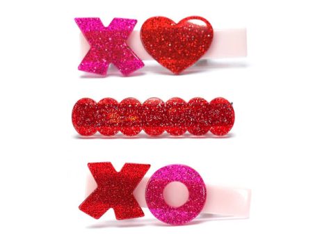 XOXO glitter hair clips set For Discount