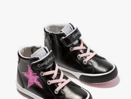 Black glitter star high top sneaker Online Hot Sale