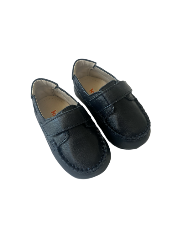 Navy toddler mocasin with velcro on Sale