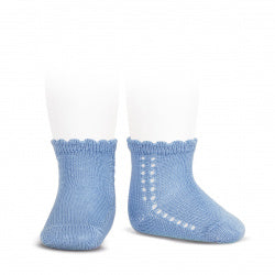 Blue short socks with lateral work For Discount