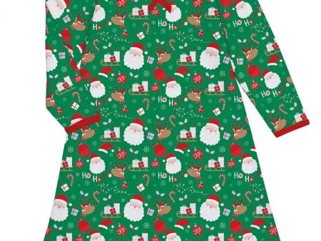 Green HO HO HO Whirl-And-Twirl Long-Sleeve Nightgown Hot on Sale