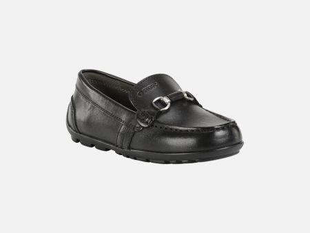 Black leather loafer with buckle detail Fashion