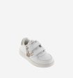 White leather sneakers with gold glitter V logo Online Hot Sale