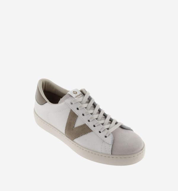 Berlin leather and split leather sneaker in beige Online Sale