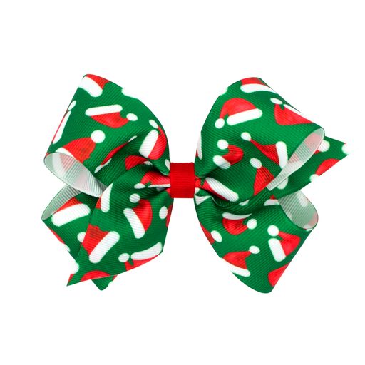 Santa Hat Christmas print grosgrain bow For Discount