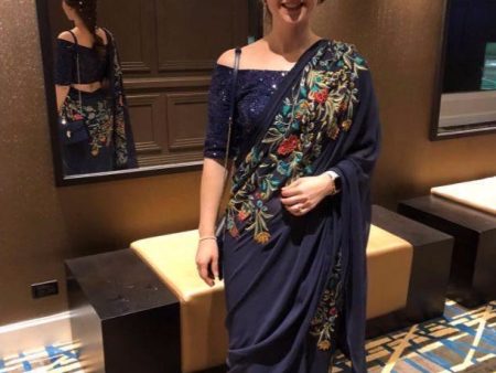 Alina Kansal in Sapphire Blue Saree Set Online