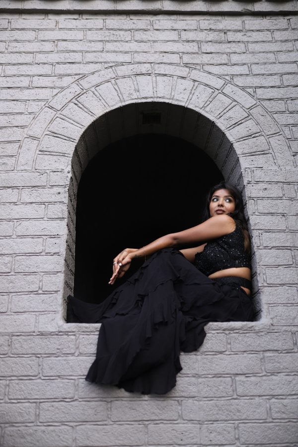 Raven Black Ruffle Lehenga Set Online