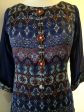 Blue and Maroon Chamoise Printed Kurta For Sale