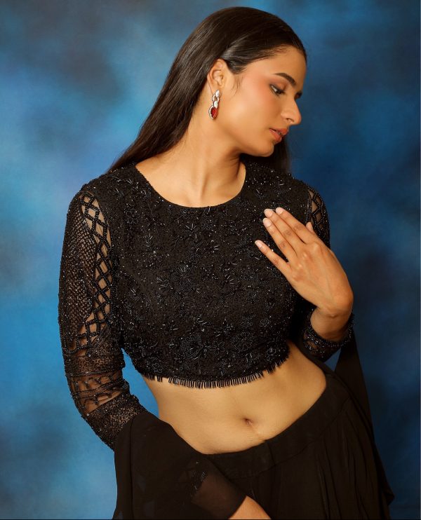 Raven Black Embellished Lehenga Set Sale