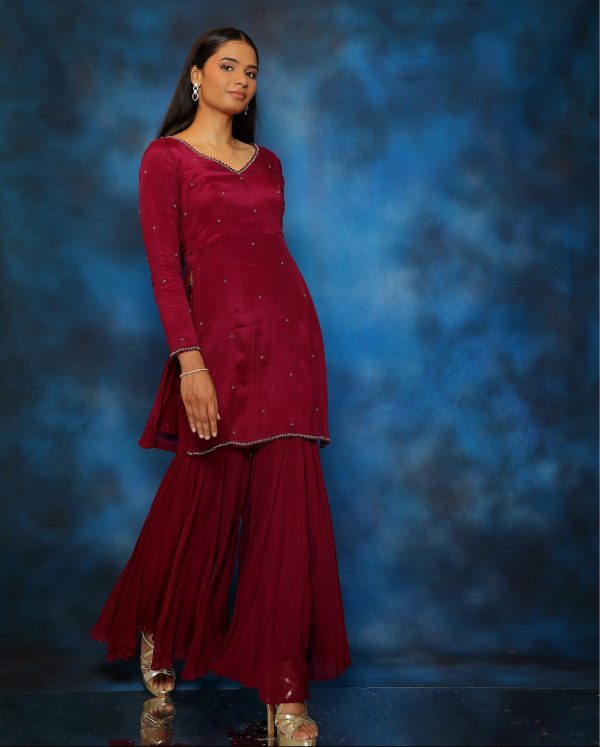 Plum Gharara Set For Discount