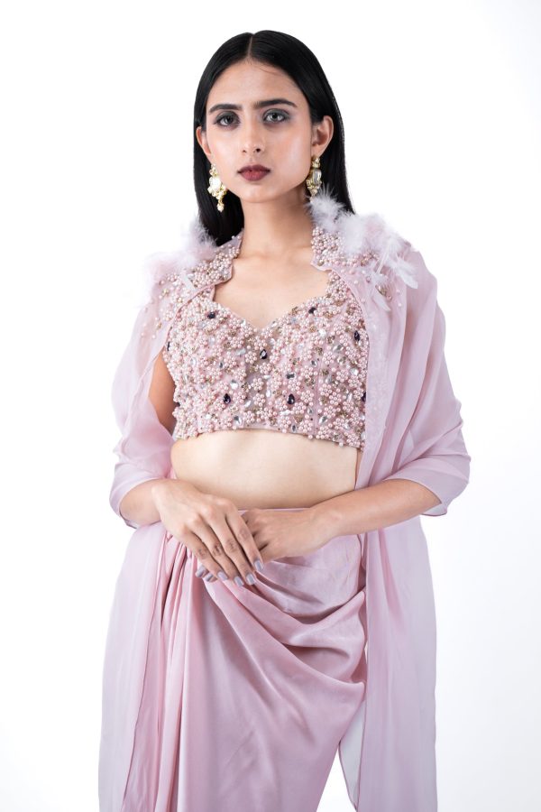 Rosebud Embellished Cape Set For Discount