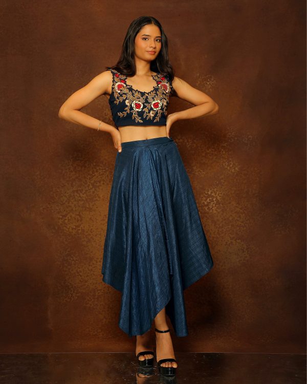 Sapphire Blue Drape Skirt Hot on Sale