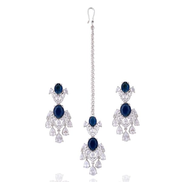 Reeta Earrings & Teekah Set - Sapphire Online now