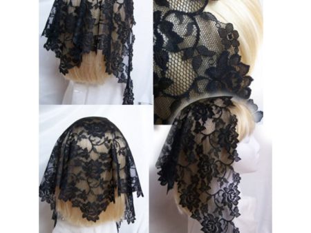 Short Black Floral Lace Mantilla Sale