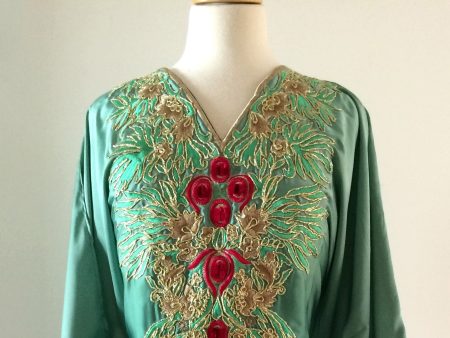 Ombre Green with Peacock Embroidered Tunic on Sale