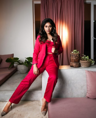 Anjali in Fuchsia Power Suit Online