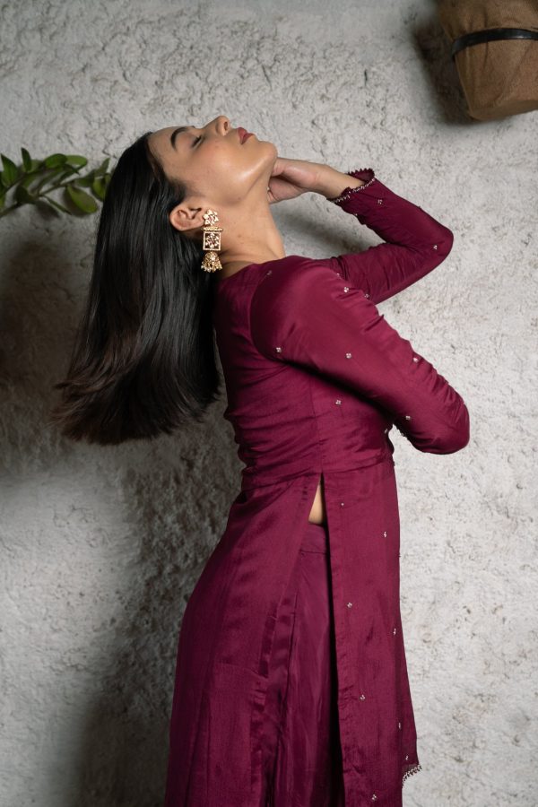 Plum Slit Kurta Online