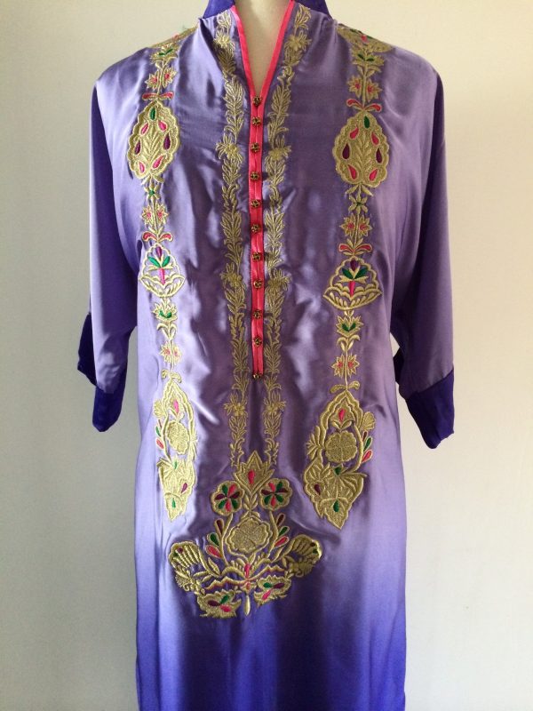 Ombre Lilac and Purple Gold Embroidered Tunic Cheap