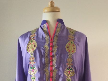 Ombre Lilac and Purple Gold Embroidered Tunic Cheap