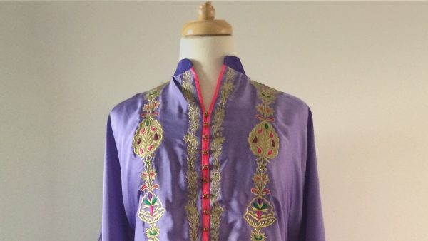 Ombre Lilac and Purple Gold Embroidered Tunic Cheap