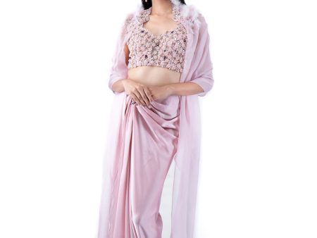 Rosebud Embellished Cape Set For Discount