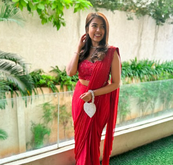 Trishala Kamath in Ruby Red Saree Set Supply