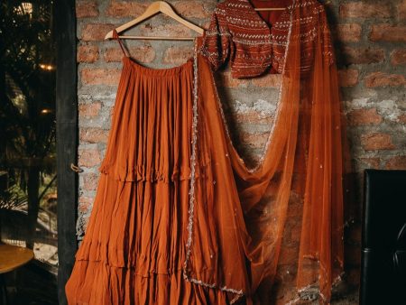 Rust Orange Lehenga Discount