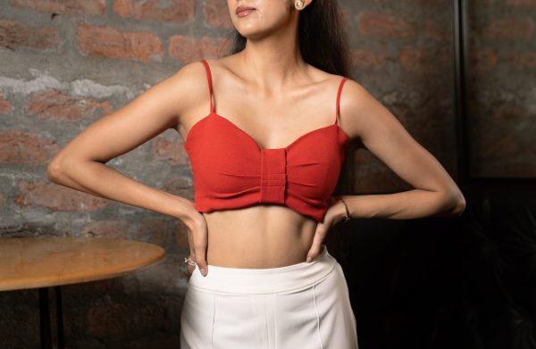 Ruby Red Bustier with Bay Salt Trousers Online Hot Sale