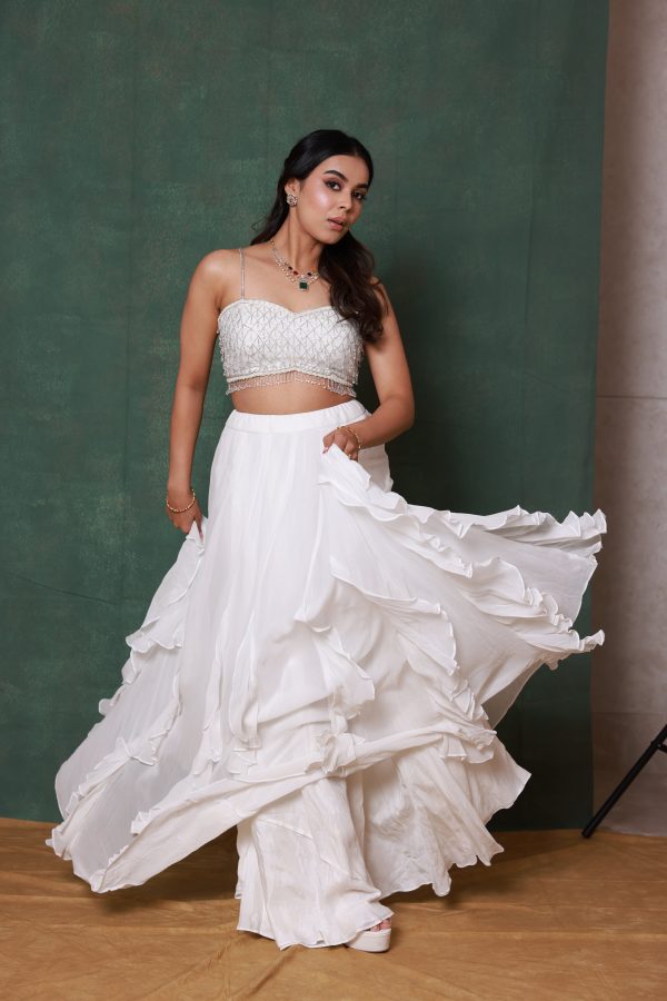 Bay Salt Ruffle Lehenga Set Hot on Sale