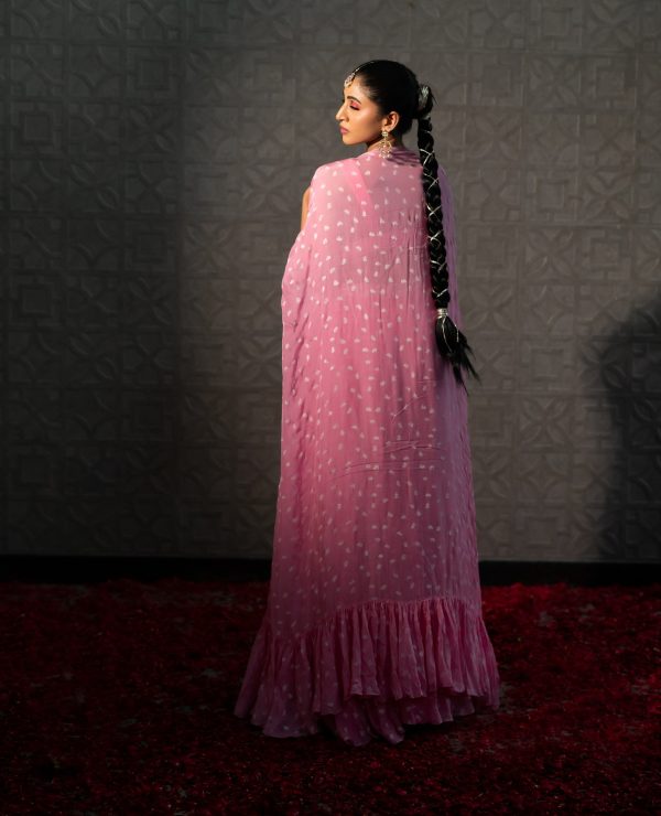 Rose Pink Zinnia Lehenga Cape Set Online