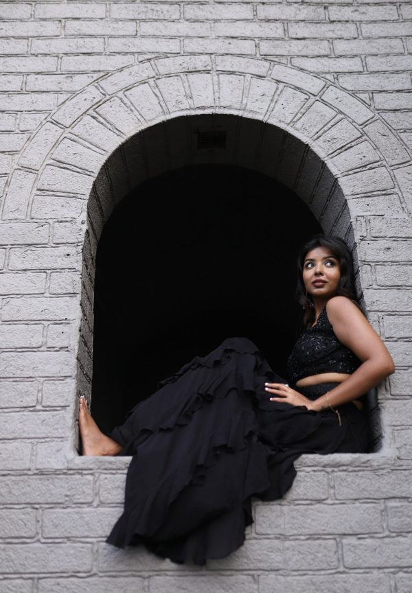 Raven Black Ruffle Lehenga Set Online