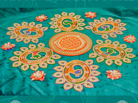 Peacock Shaped Rangoli - Orange Online