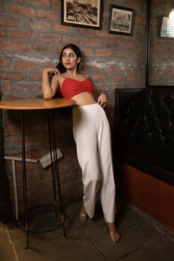 Ruby Red Bustier with Bay Salt Trousers Online Hot Sale