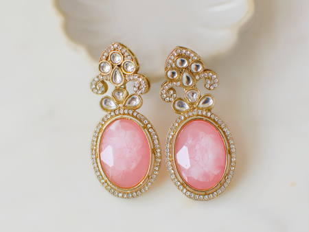 Avina Earrings - Pink For Cheap