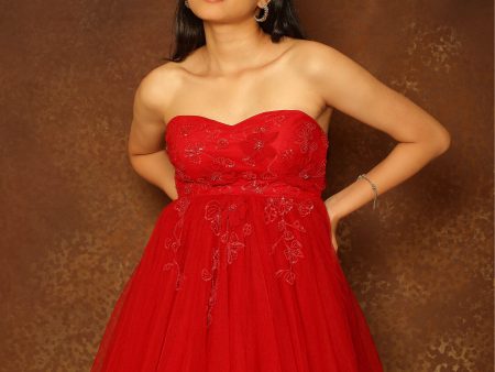 Lil  Ruby Red Flared Dress Online Sale