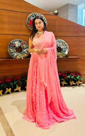 Anu Rao in Rose Pink Zinnia Lehenga Set For Sale