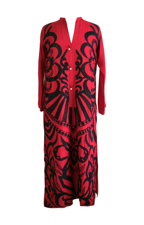 Red Marina Kurta with Black Embroidery Discount