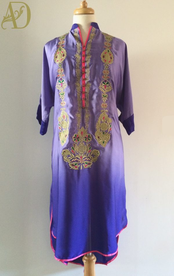 Ombre Lilac and Purple Gold Embroidered Tunic Cheap