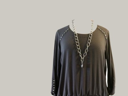 Grey Studded Top with Chain For Cheap