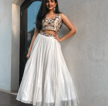 Esha Rao in Bay Salt Embellished Skirt Set Online Hot Sale