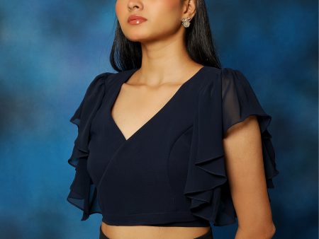 Sapphire Blue Wrap-Around Top Online Sale