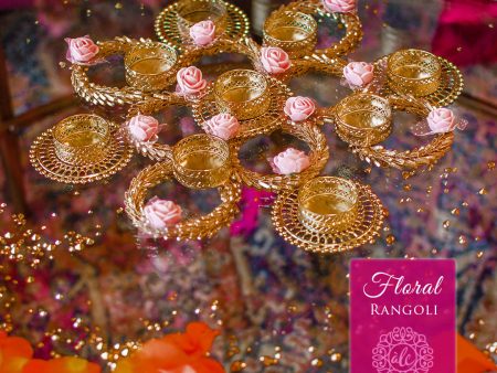 Pink & Gold Floral Diya Rangoli Online Sale